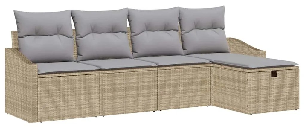 vidaXL Σετ Καναπέ Κήπου με μαξιλάρι 5 pcs Μπεζ Πολυ ράταν