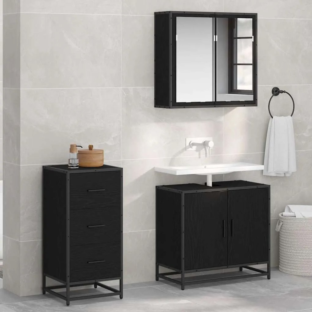 vidaXL Πλαϊνό γραφείο Μαύρη Οξυά 35.5 x 35 x76 εκ