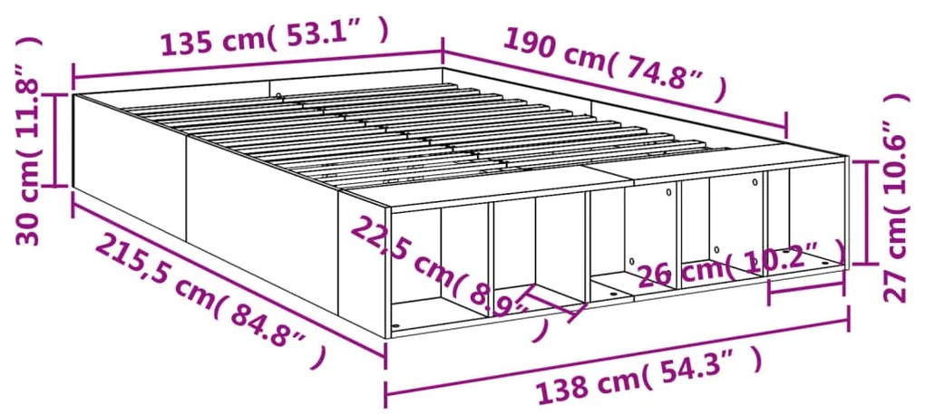 ΠΛΑΙΣΙΟ ΚΡΕΒΑΤΙΟΥ ΚΑΦΕ ΔΡΥΣ 135X190 ΕΚ. ΕΠΕΞΕΡΓΑΣΜΕΝΟ ΞΥΛΟ 3280593