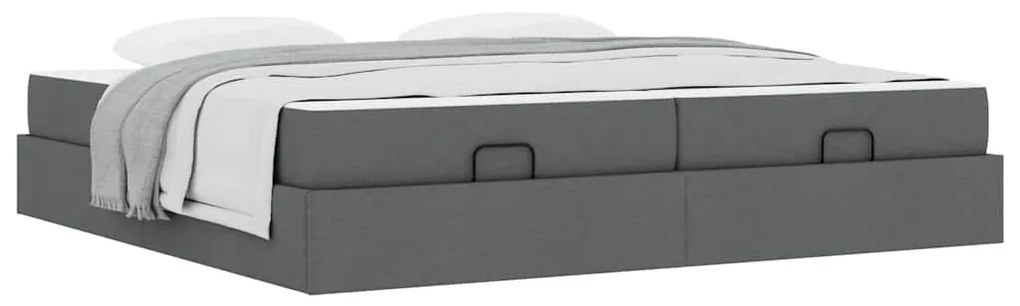 vidaXL Σκελετός κρεβατιού με στρώμα με στρώμα 2 pcs Σκούρο Γκρι ύφασμα