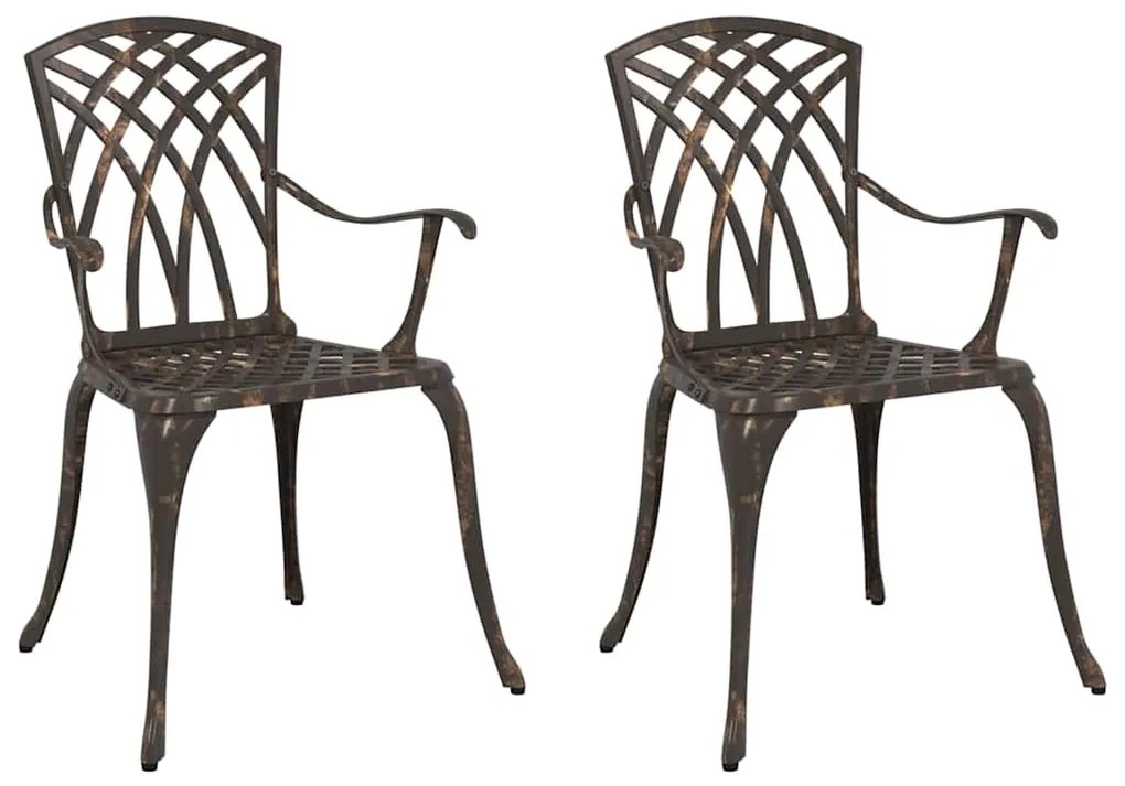 vidaXL Καρέκλα Κήπου 2 pcs Μπρονζέ 53 x 51 x 88.5 εκ. Αλουμίνιο