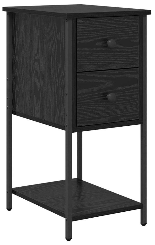 vidaXL Κομοδίνο με συρτάρι 2 pcs Μαύρη δρυς 32 x 42 x 70 εκ