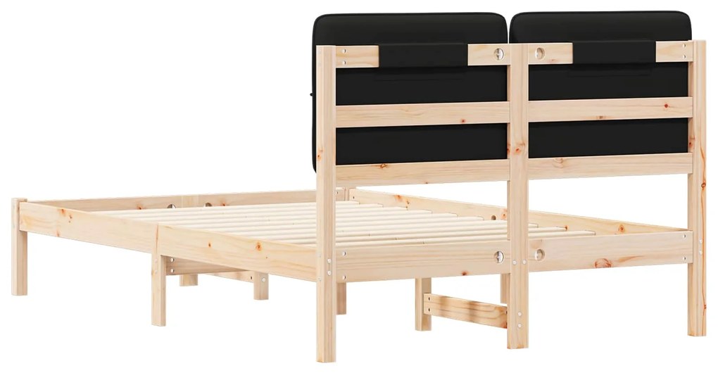 vidaXL Σκελετός Κρεβατιού με Επενδεδυμένο Κεφαλάρι Μαύρο 120 x 200 cm