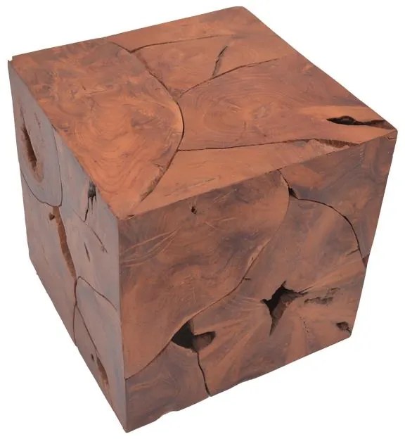 Σκαμπό Boxy Inart φυσικό μασίφ ξύλο teak 40x40x40εκ 40x40x40 εκ.