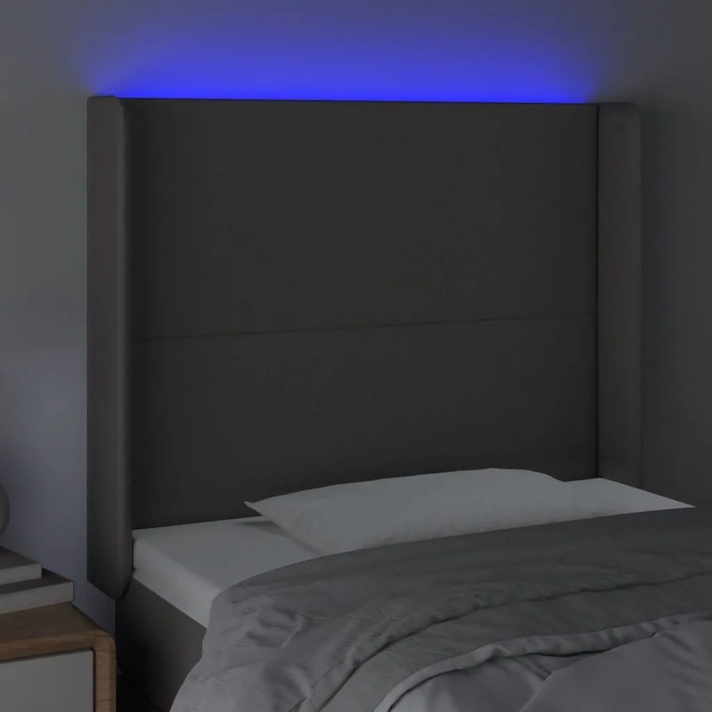Κεφαλάρι Κρεβατιού LED Γκρι 83x16x118/128 εκ. Συνθετ. Δέρμα - Γκρι