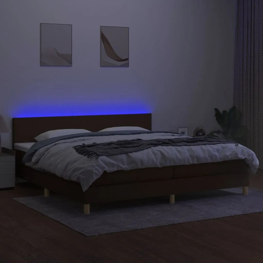 ΚΡΕΒΑΤΙ BOXSPRING ΜΕ ΣΤΡΩΜΑ &amp; LED ΣΚ.ΚΑΦΕ 200X200 ΕΚ ΥΦΑΣΜΑΤΙΝΟ 3133584