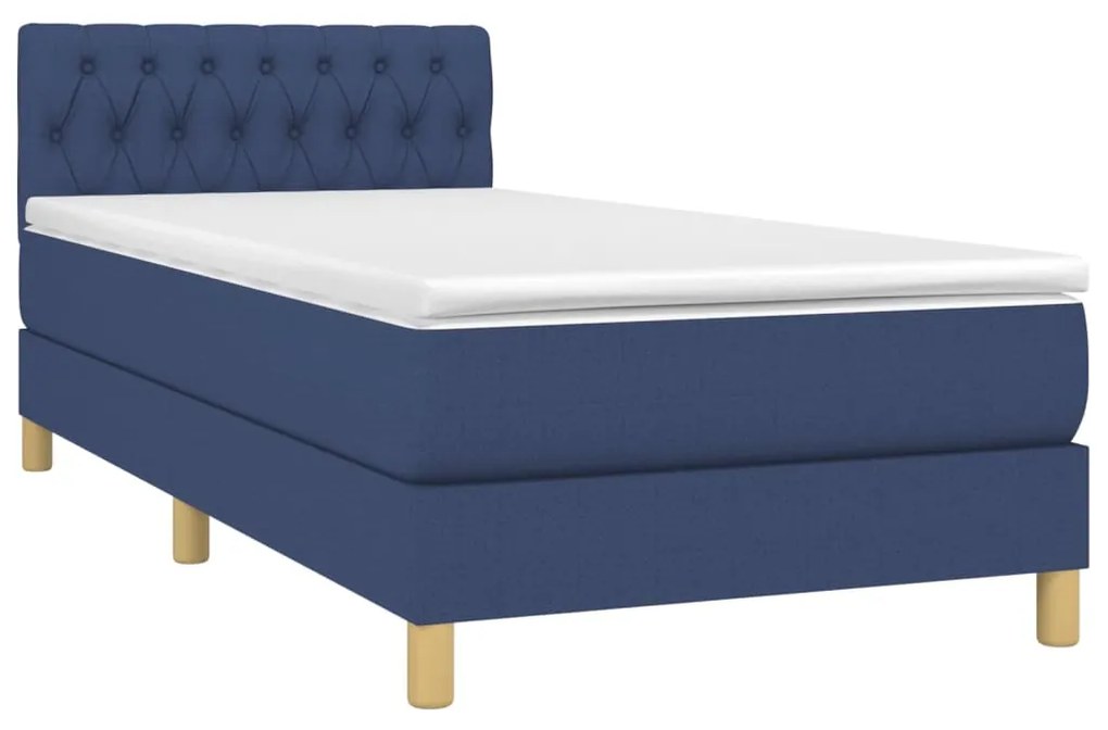 vidaXL Κρεβάτι Boxspring με Στρώμα Μπλε 80x200 εκ. Υφασμάτινο