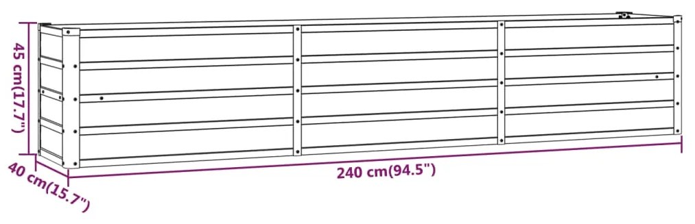 Ζαρντινιέρα Σκουριασμένο 240x40x45 εκ. Ατσάλι Σκληρυθέν Αέρα 151954