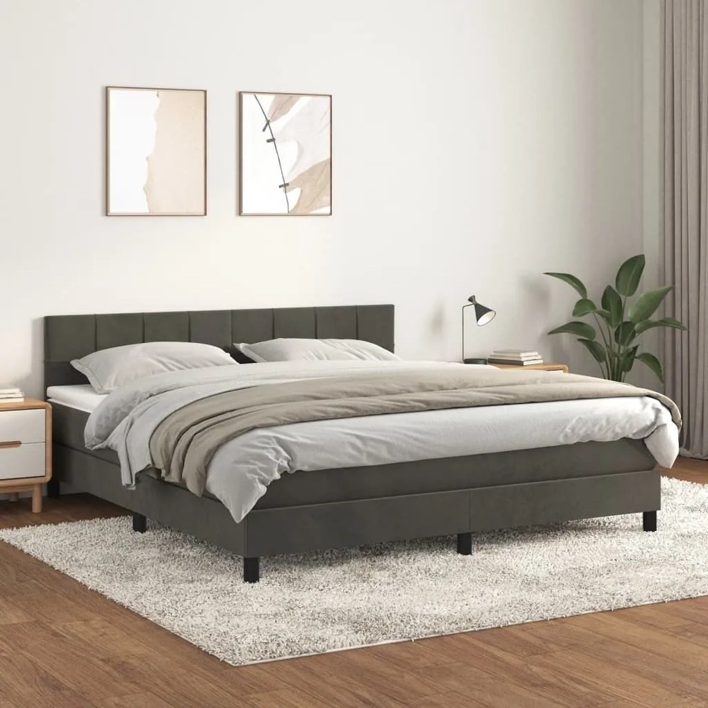 ΚΡΕΒΑΤΙ BOXSPRING ΜΕ ΣΤΡΩΜΑ ΣΚΟΥΡΟ ΓΚΡΙ 180X200 ΕΚ. ΒΕΛΟΥΔΙΝΟ 3141318