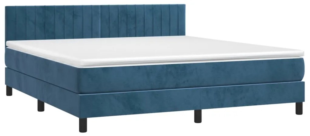 vidaXL Κρεβάτι Boxspring με Στρώμα Σκούρο Μπλε 180x200 εκ. Βελούδινο