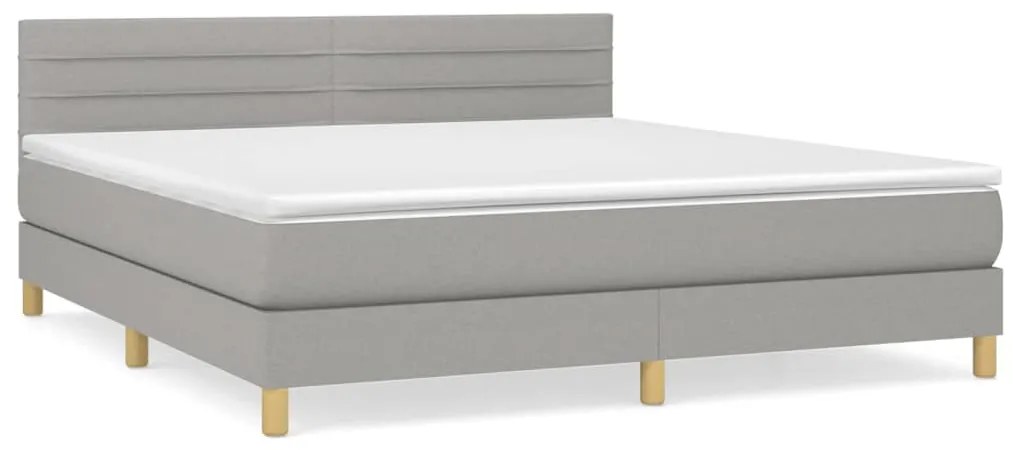 vidaXL Κρεβάτι Boxspring με Στρώμα Ανοιχτό Γκρι 180x200 εκ. Υφασμάτινο