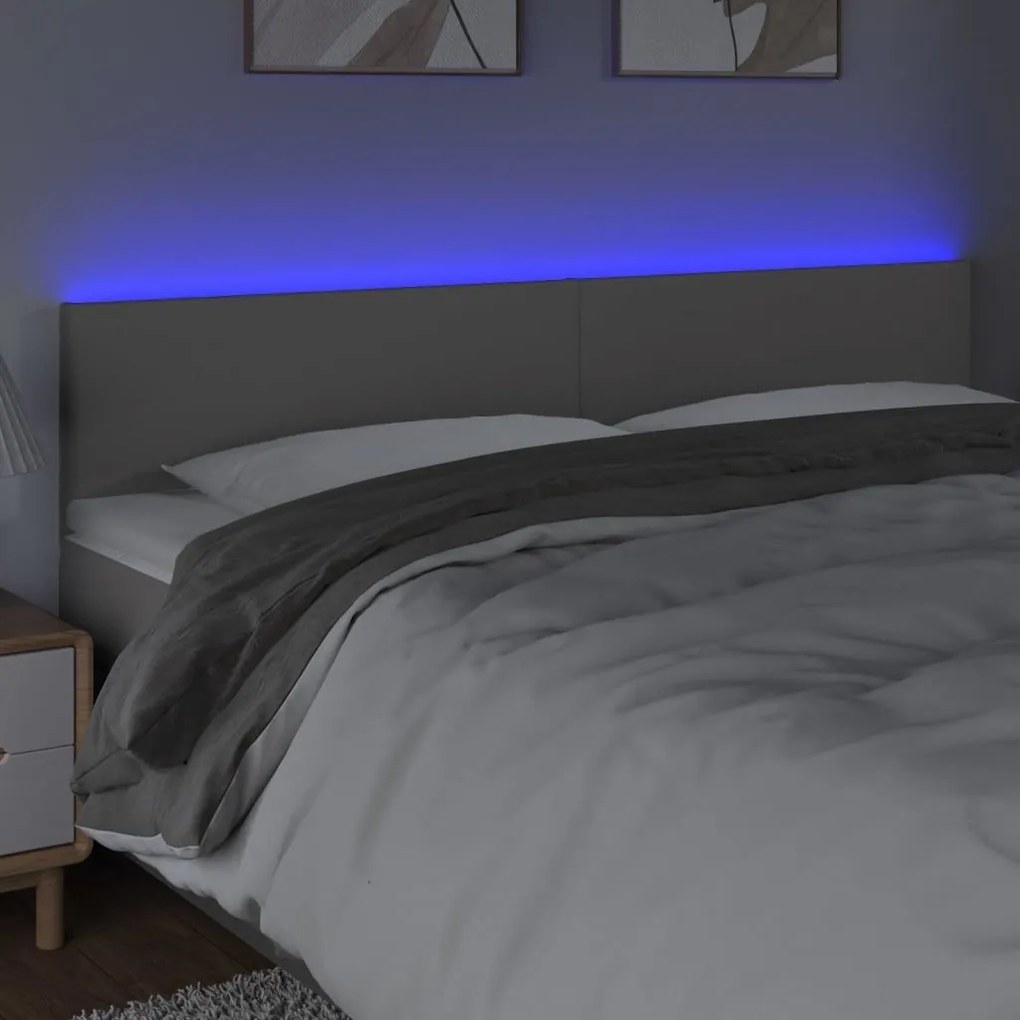 Κεφαλάρι Κρεβατιού LED Γκρι 160x5x78/88 εκ. από Συνθετικό Δέρμα - Γκρι