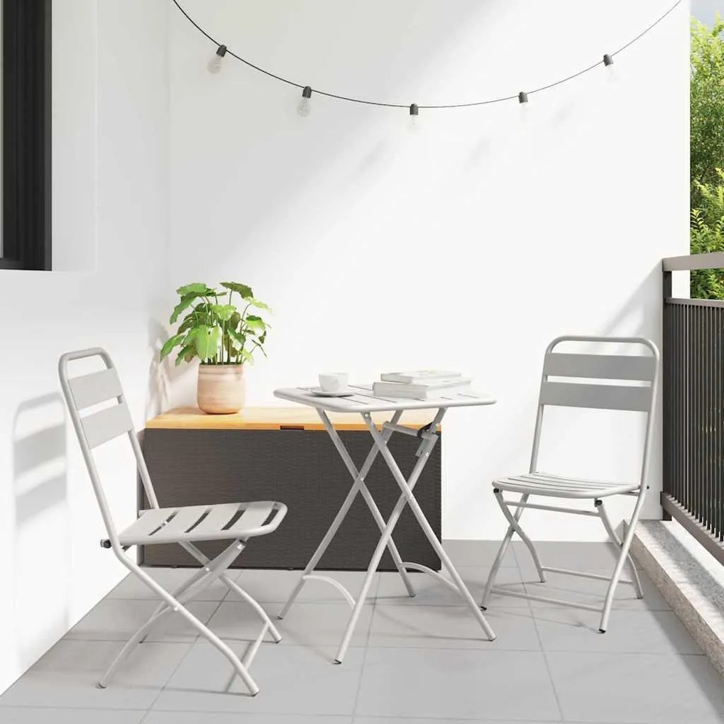 vidaXL Πτυσσόμενες Καρέκλες Κήπου 2 τμχ Μπεζ 42x52x82 εκ Χάλυβας με Επίστρωση Πούδρας