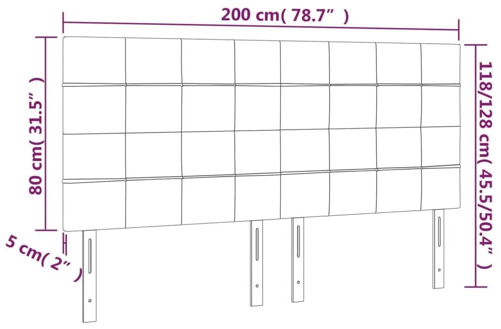 Κεφαλάρι Κρεβατιού LED Ανοιχτό Γκρι 200x5x118/128εκ. Υφασμάτινο - Γκρι