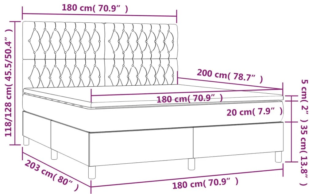 ΚΡΕΒΑΤΙ BOXSPRING ΜΕ ΣΤΡΩΜΑ &amp; LED ΜΠΛΕ 180X200 ΕΚ. ΥΦΑΣΜΑΤΙΝΟ 3135139