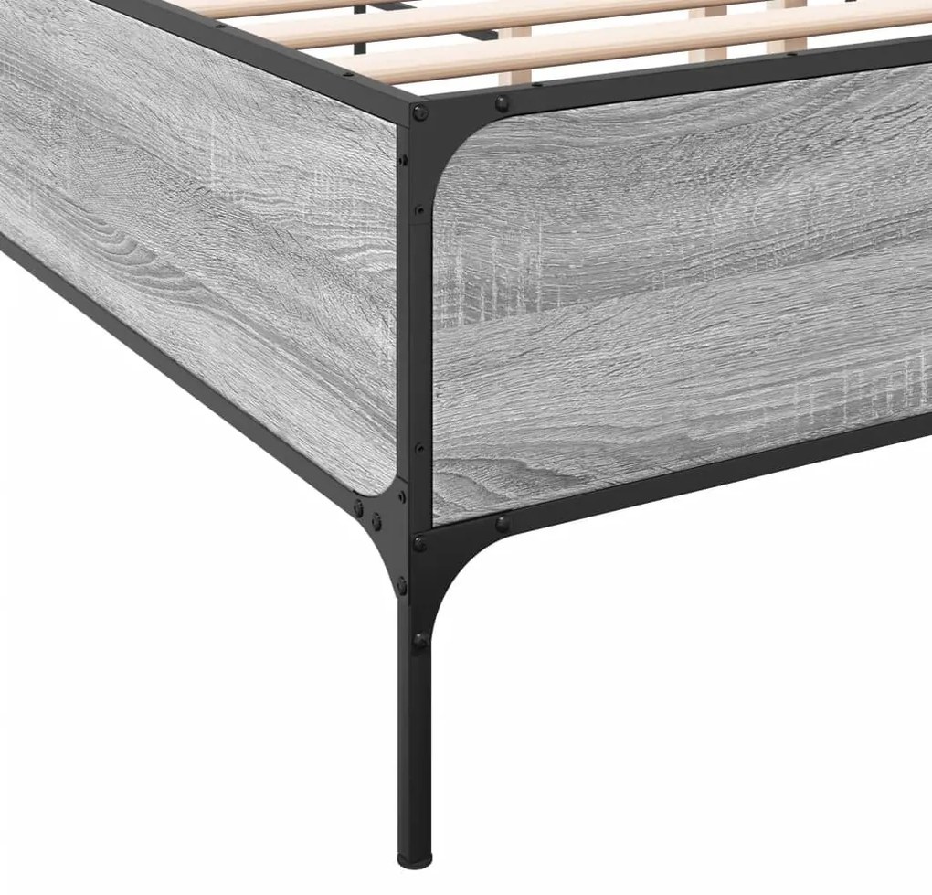vidaXL Πλαίσιο Κρεβατιού Γκρι Sonoma 120x200 εκ. Επεξ. Ξύλο &amp; Μέταλλο