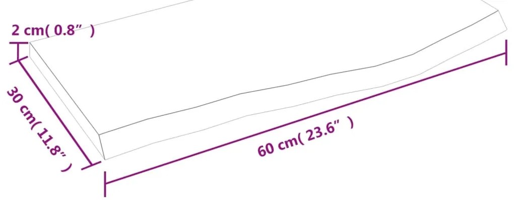 Ράφι Τοίχου Ανοιχτό Καφέ 60x30x2 εκ. Επεξεργ. Μασίφ Ξύλο Δρυός - Καφέ