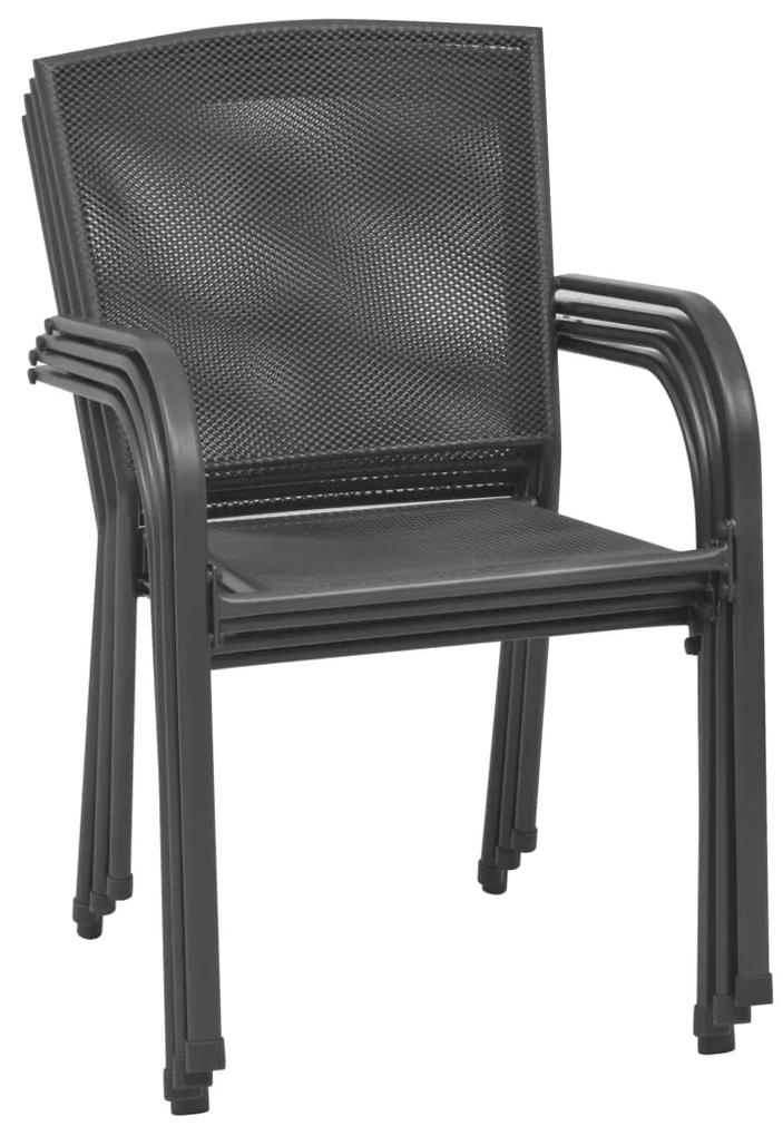 vidaXL Καρέκλες Εξωτερικού Χώρου με Πλέγμα 4 τεμ. Ανθρακί Ατσάλινες