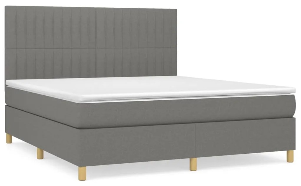 Κρεβάτι Boxspring με Στρώμα Σκούρο Γκρι 160x200 εκ Υφασμάτινο - Γκρι