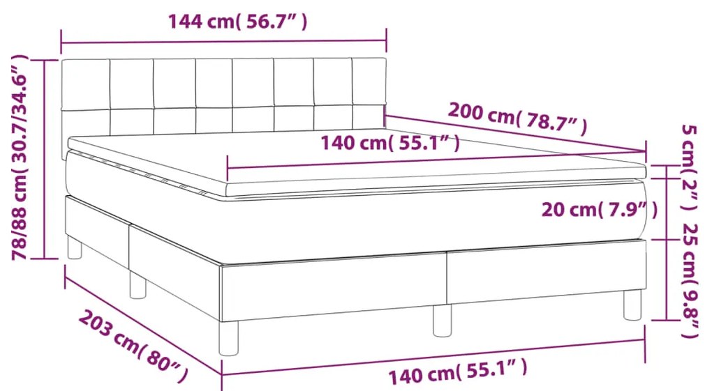 ΚΡΕΒΑΤΙ BOXSPRING ΜΕ ΣΤΡΩΜΑ ΣΚΟΥΡΟ ΓΚΡΙ 140X200 ΕΚ ΥΦΑΣΜΑΤΙΝΟ 3140618