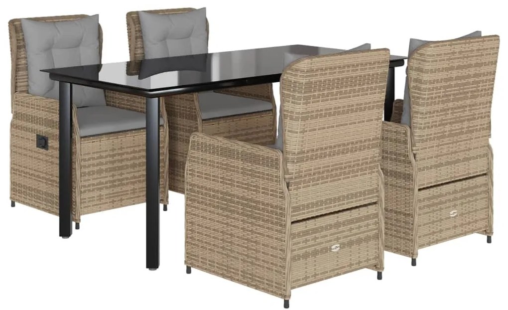 vidaXL Σετ Τραπεζαρίας Κήπου 5 τεμ. Μπεζ Συνθετικό Ρατάν με Μαξιλάρι