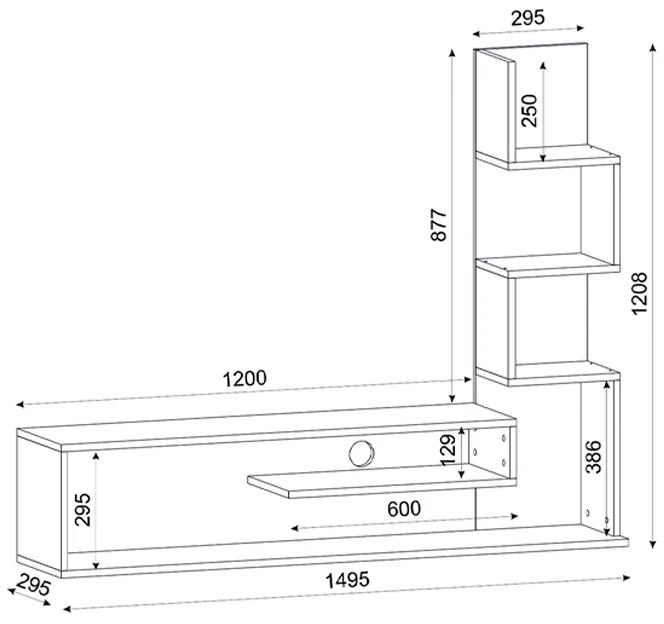 ΕΠΙΠΛΟ ΤΗΛΕΟΡΑΣΗΣ METEHAN MEGAPAP ΧΡΩΜΑ ΛΕΥΚΟ - SAPPHIRE OAK 149,5X29,5X120ΕΚ.