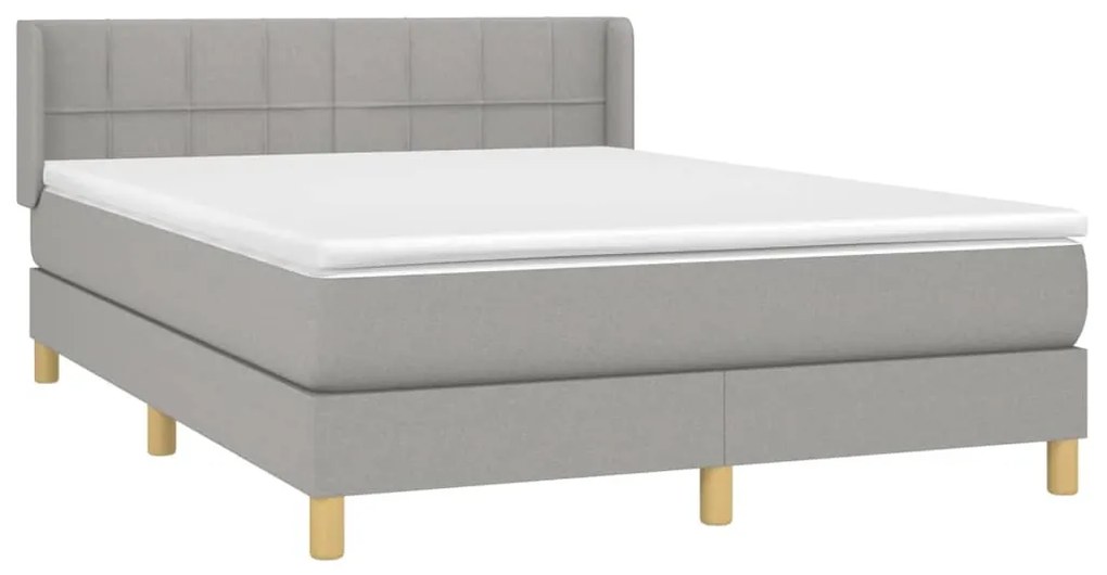 vidaXL Κρεβάτι Boxspring με Στρώμα Ανοιχτό Γκρι 140x200 εκ. Υφασμάτινο