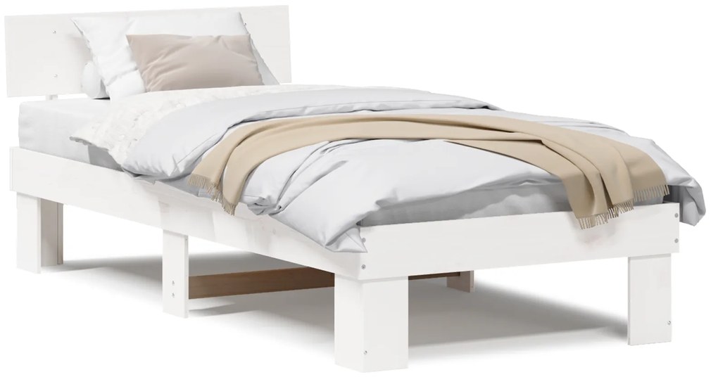 vidaXL Σκελετός Κρεβατιού Λευκό 90 x 190 cm Συμπαγές ξύλο πεύκου