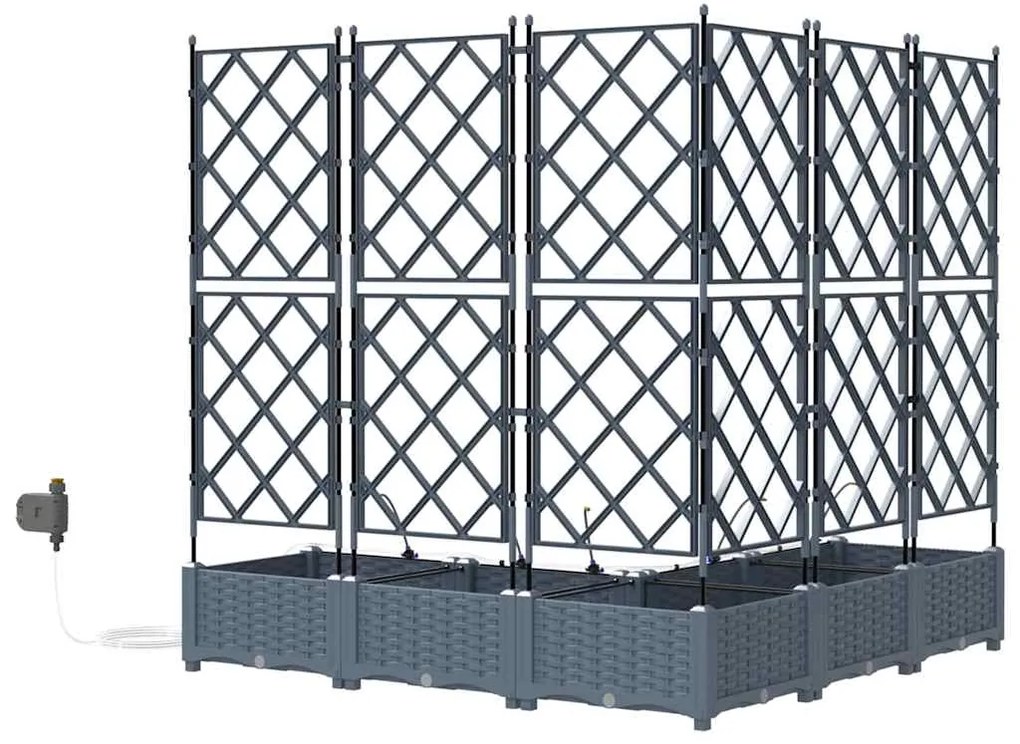 vidaXL Ζαρντινιέρες κήπου Ανοιχτό γκρι 120 x 120 x 126 cm Ατσάλι