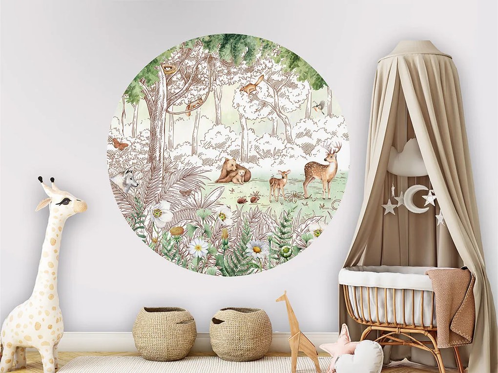 Forest Friends Spring II Ταπετσαρια Τοιχου Πρασινο Στρογγυλη 80cm