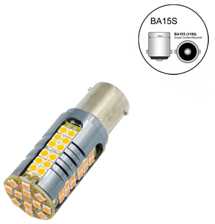 LED Μονοπολική Λάμπα 1156-BA15S 12V 60 SMD Canbus σε Πορτοκαλί Φωτισμό W15885