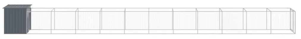 Σπιτάκι Σκύλου με Αυλή Ανθρακί 110x1221x110 εκ. Γαλβαν. Χάλυβας - Ανθρακί