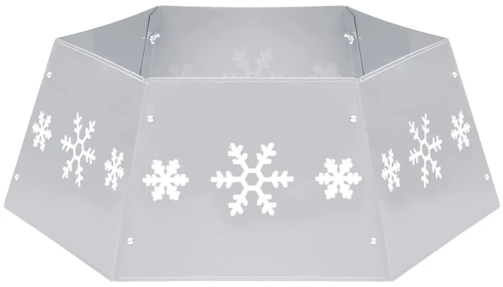 vidaXL Ποδιά Χριστουγεννιάτικου Δέντρου Ασημένια/Λευκή Ø68 x 25 εκ.