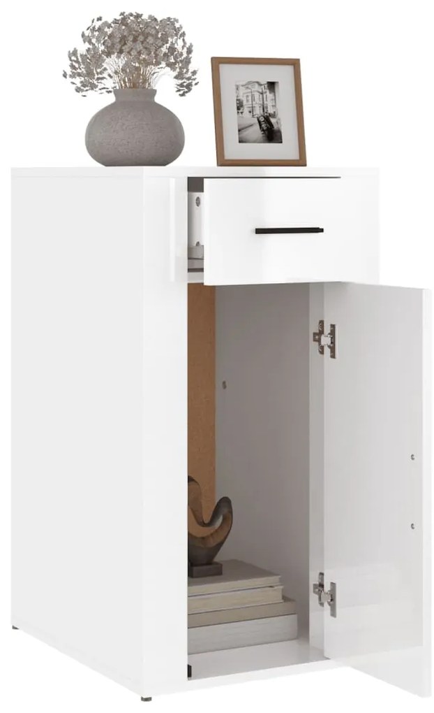 vidaXL Ντουλάπι Γραφείου Γυαλ. Λευκό 40x49x75 εκ. Επεξεργασμένο Ξύλο