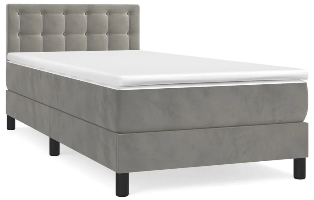 ΚΡΕΒΑΤΙ BOXSPRING ΜΕ ΣΤΡΩΜΑ ΑΝΟΙΧΤΟ ΓΚΡΙ 90X190 ΕΚ. ΒΕΛΟΥΔΙΝΟ 3141515