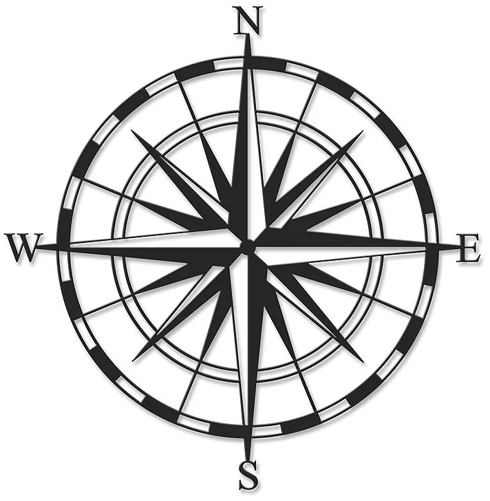 Διακοσμητικό τοίχου Compass Megapap μεταλλικό χρώμα μαύρο 45x2x45εκ.