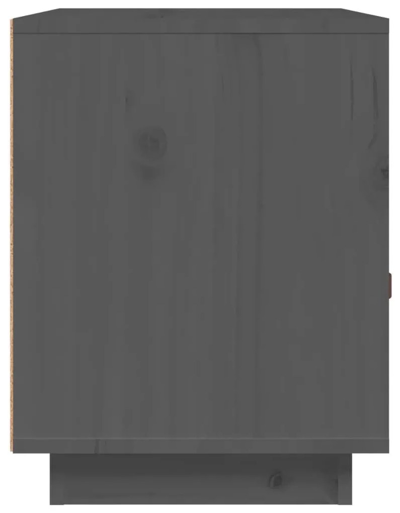 Κομοδίνο Γκρι 40 x 34 x 45 εκ. από Μασίφ Ξύλο Πεύκου - Γκρι