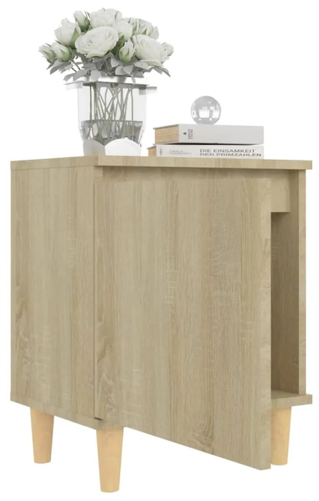 vidaXL Κομοδίνο Sonoma Δρυς 40 x 30 x 50 εκ. με Μασίφ Ξύλινα Πόδια