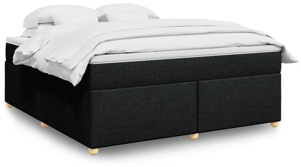 Κρεβάτι Boxspring με Στρώμα Μαύρο 180x200 εκ. Υφασμάτινο - Μαύρο