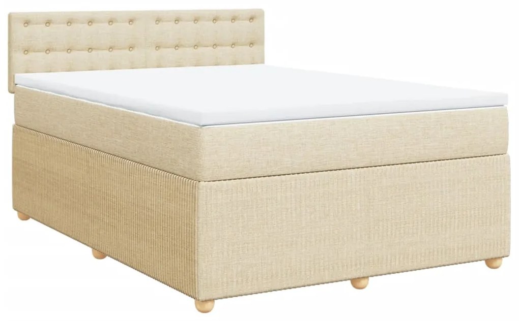 vidaXL Κρεβάτι Boxspring με Στρώμα Κρεμ 140x190 εκ. Υφασμάτινο