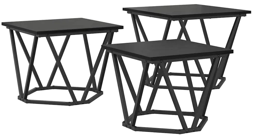 vidaXL Τραπεζάκι σαλονιού 3 pcs Μαύρη δρυς 50 x 50 x 40 cm