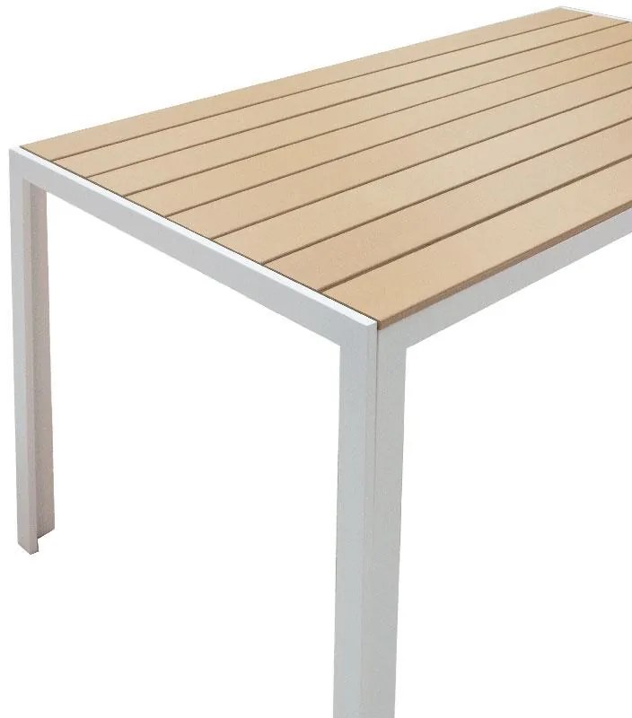 Τραπέζι Nares αλουμίνιο λευκό-plywood φυσικό 140x80x72.5εκ