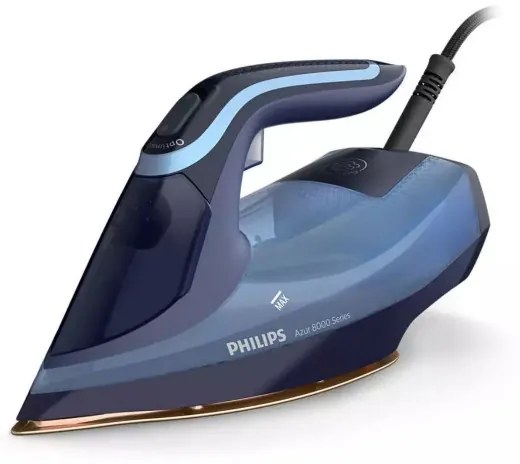 Σίδερο Philips DST8020/20, 3000W, SteamGlide Elite, OptimalTEMP, Γρήγορη αποδέσμευση αλάτων αφαλάτωσης, 55 g/min, γαλάζιο