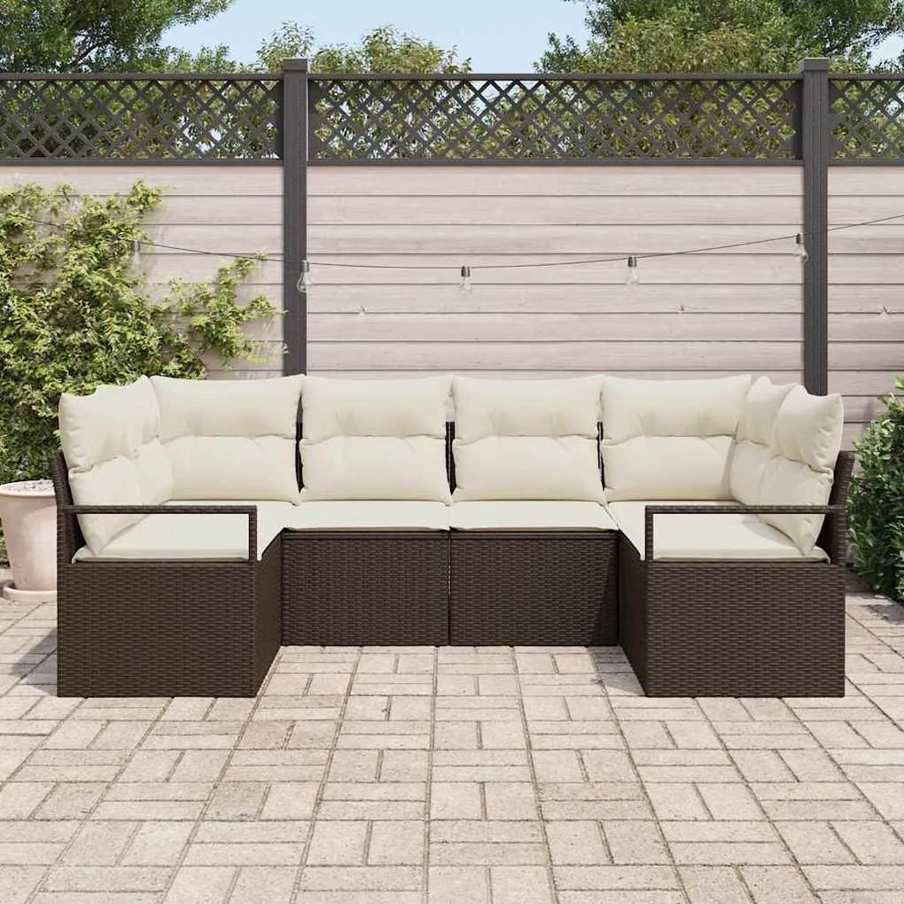 vidaXL Σετ Καναπέ Κήπου 6 pcs Καφέ Πολυ ράταν