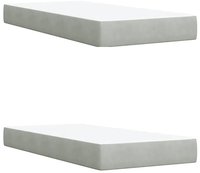 vidaXL Κρεβάτι Boxspring με Στρώμα Ανοιχτό Γκρι 200x200 εκ. Βελούδινο
