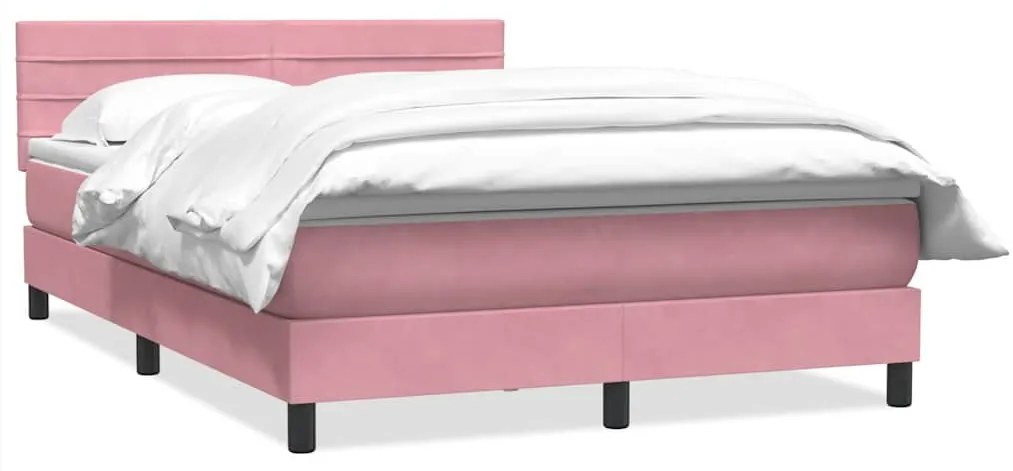 vidaXL Κρεβάτι Boxspring με Στρώμα Ροζ 160x210 εκ. Βελούδινο