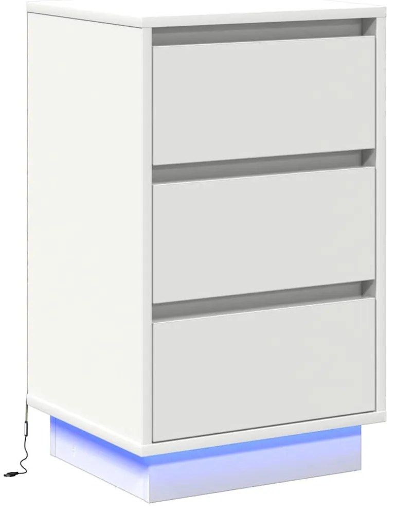 vidaXL Κομοδίνο με συρτάρι Λευκό 39 x 34.5 x 65 εκ. Επεξεργασμένο ξύλο