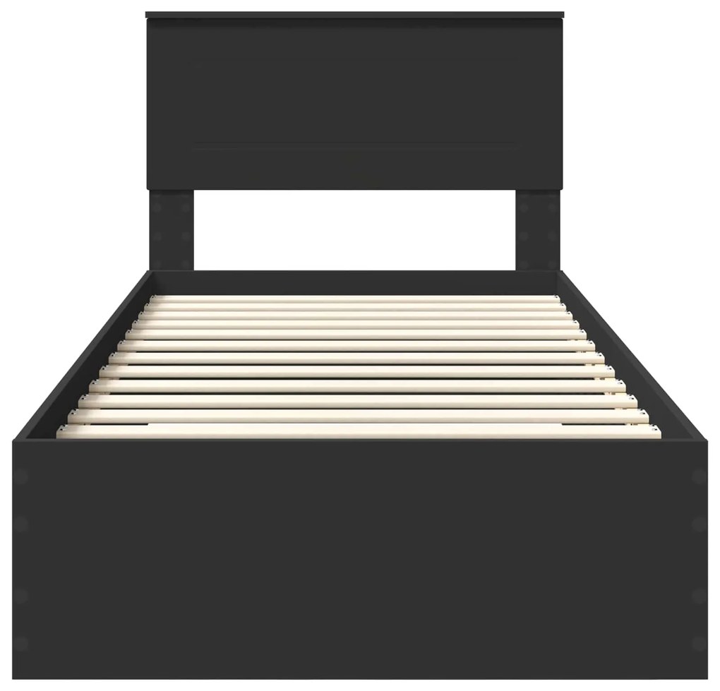 vidaXL Σκελετός Κρεβατιού με κεφαλάρι Μαύρο και Ασημί 75 x 190 cm