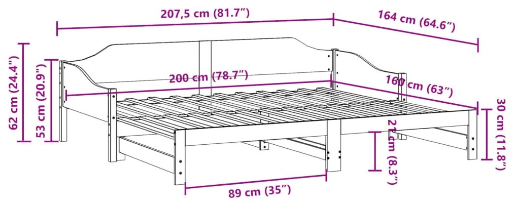 Καναπές Κρεβάτι Συρόμενος Λευκός 80 x 200 εκ. Μασίφ Ξύλο Πεύκου - Λευκό