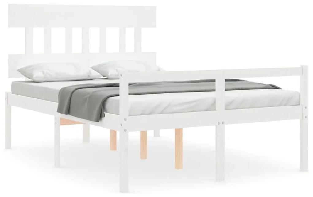 Κρεβάτι Ηλικιωμένου με Κεφαλάρι 140 x 200 εκ. Λευκό Μασίφ Ξύλο - Λευκό